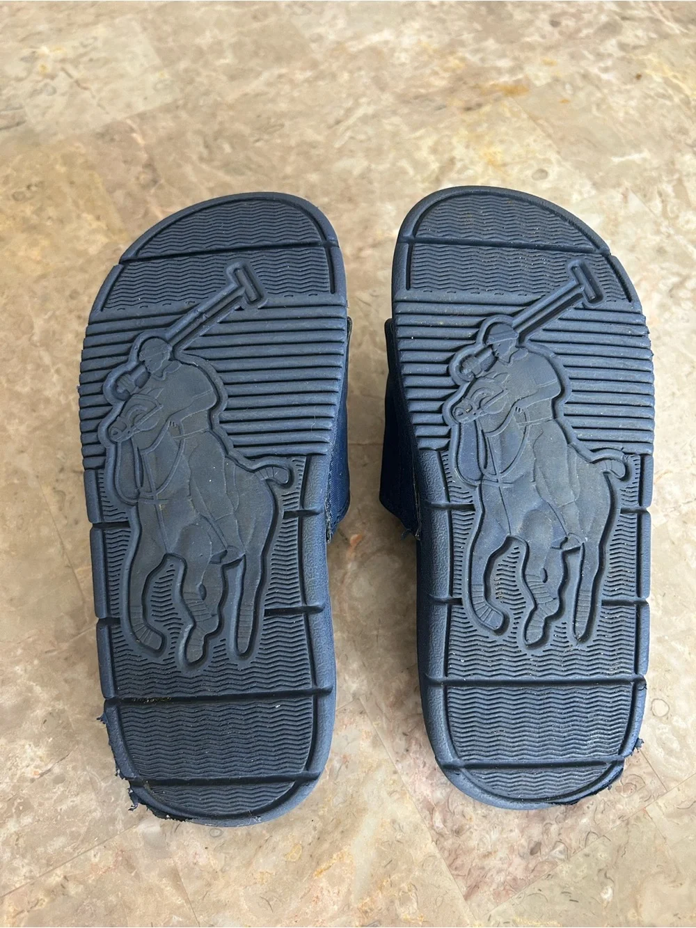 Polo by Ralph Lauren Navy Slide Sandals with White Pony Logo